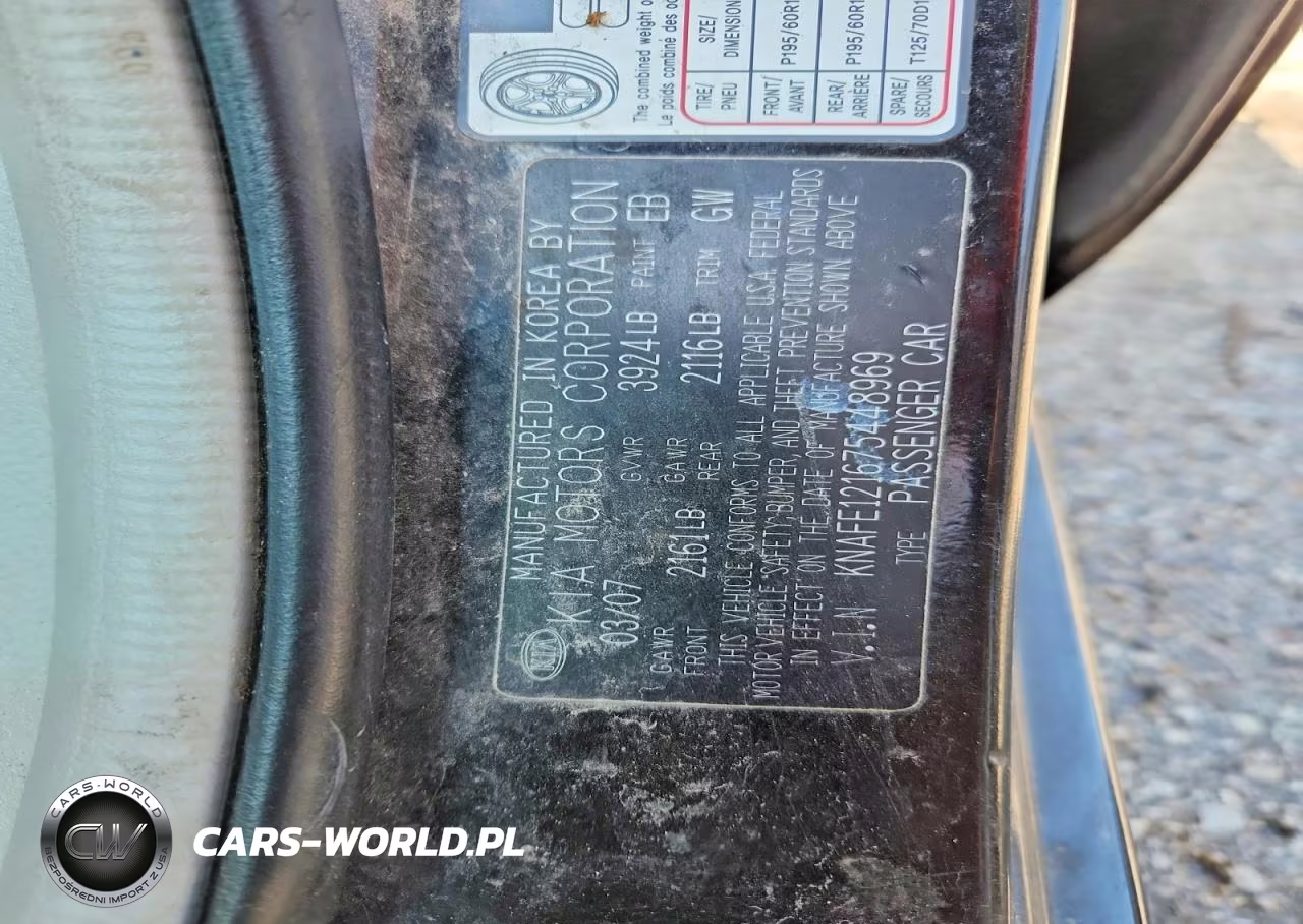 2007 Kia Spectra Lx VIN:KNAFE121675448969 - 12