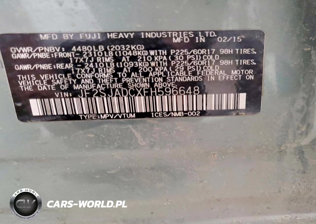 2015 Subaru Forester 2.5I Premium VIN:JF2SJADCXFH596648 - 14