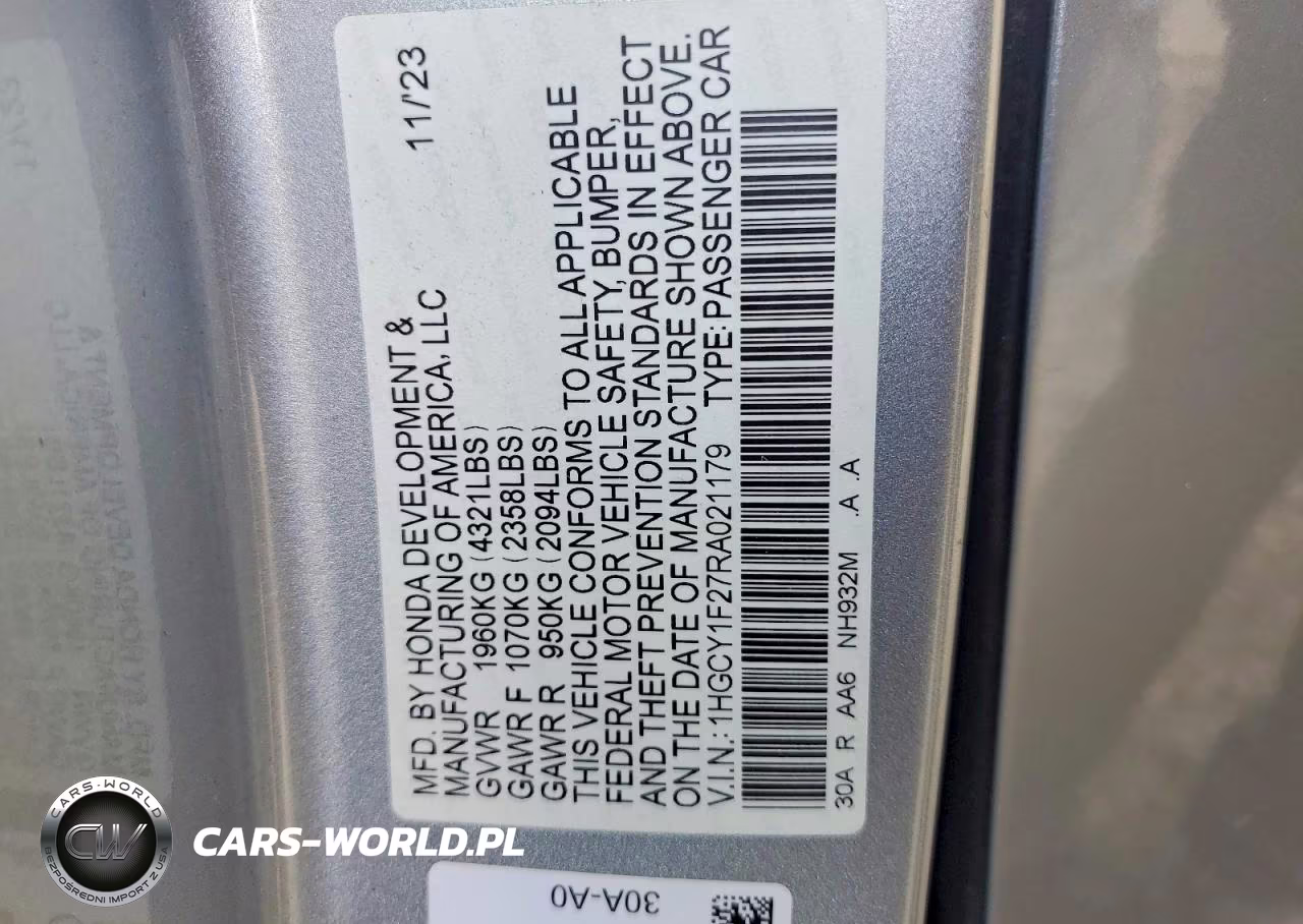 2024 Honda Accord Lx VIN:1HGCY1F27RA021179 - 12
