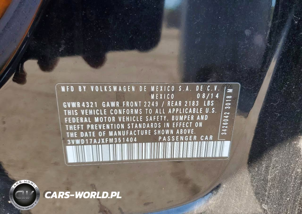 2015 Volkswagen Jetta Se VIN:3VWD17AJXFM351404 - 12