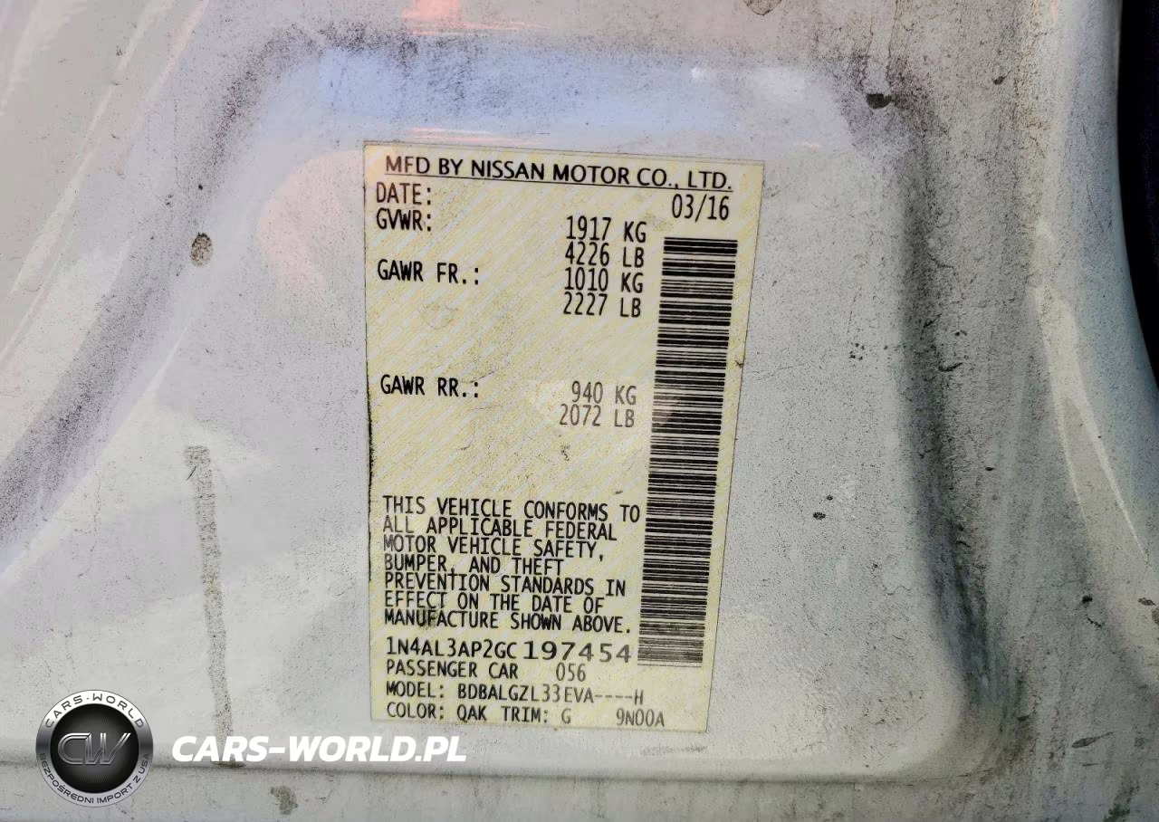 2016 Nissan Altima 2.5 S VIN:1N4AL3AP2GC197454 - 12