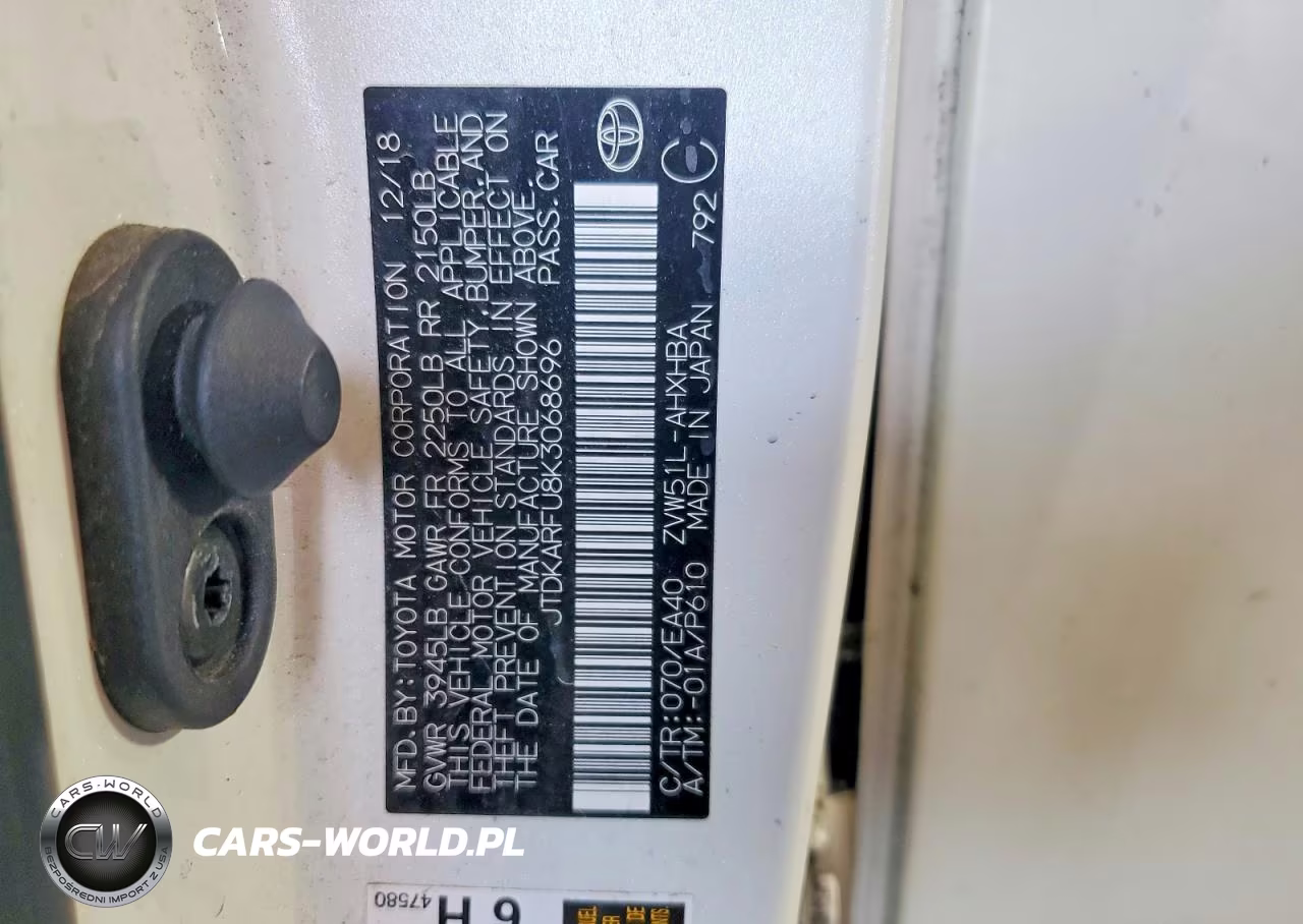 2019 Toyota Prius VIN:JTDKARFU8K3068696 - 12