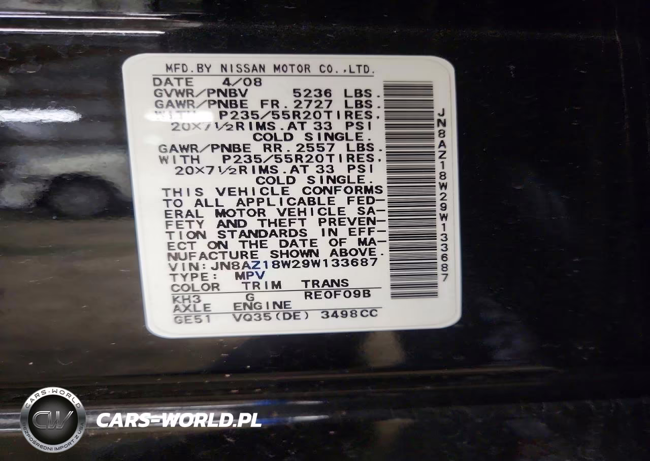 2009 Nissan Murano S-Sl-Le VIN:JN8AZ18W29W133687 - 13