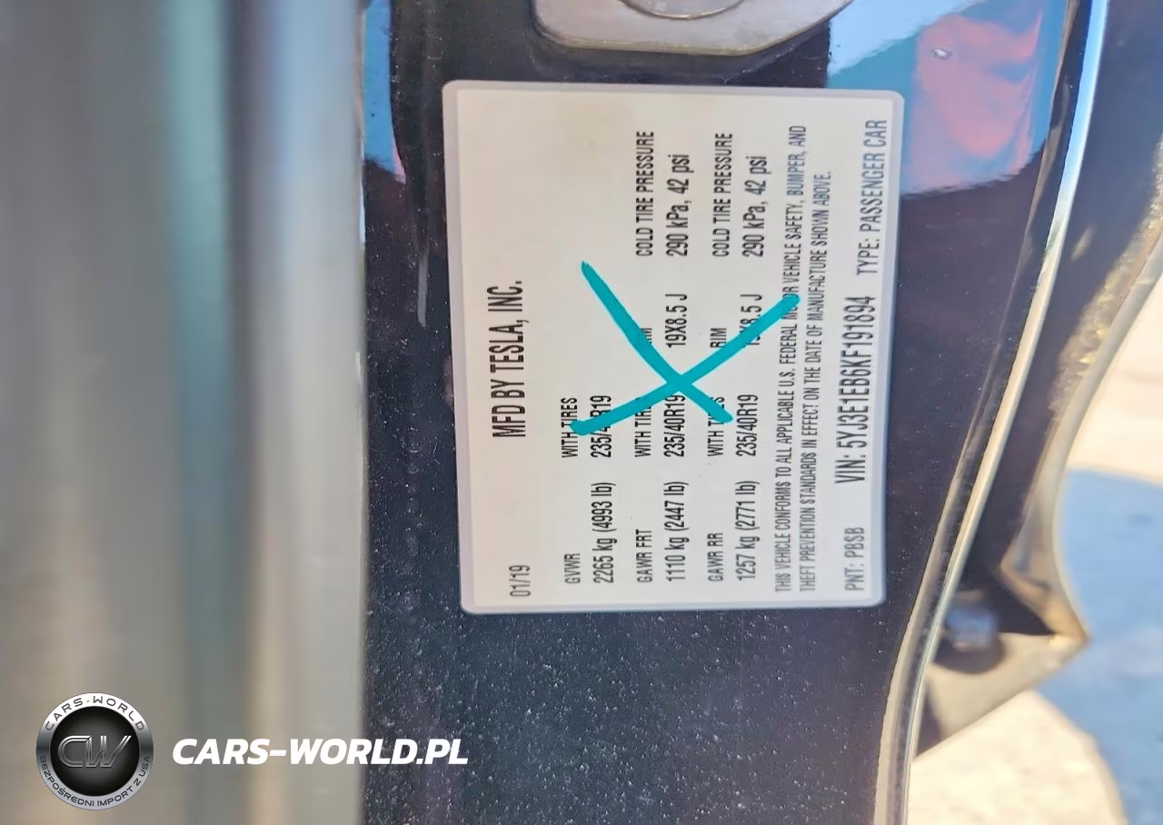 2019 Tesla Model 3 VIN:5YJ3E1EB6KF191894 - 12