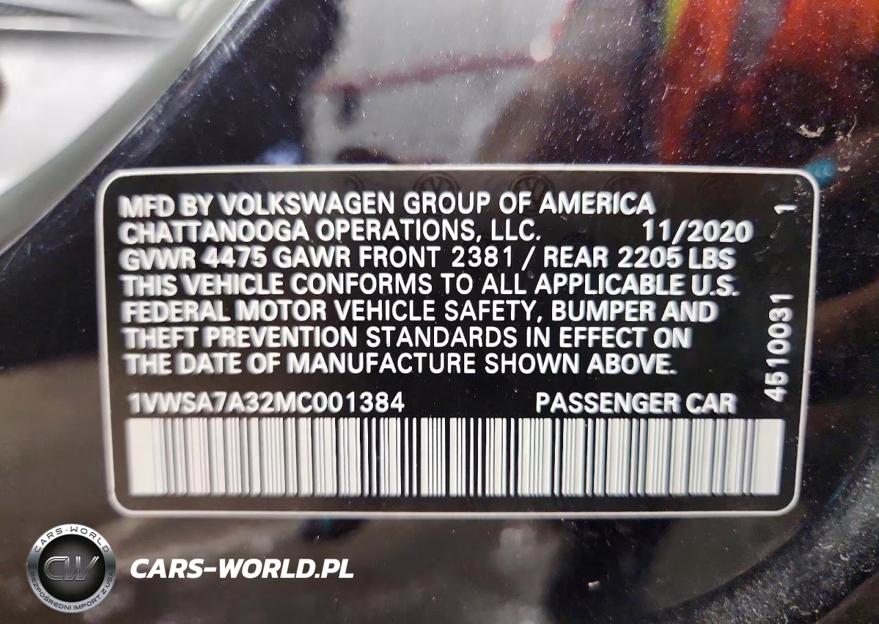 2021 Volkswagen Passat Se VIN:1VWSA7A32MC001384 - 13