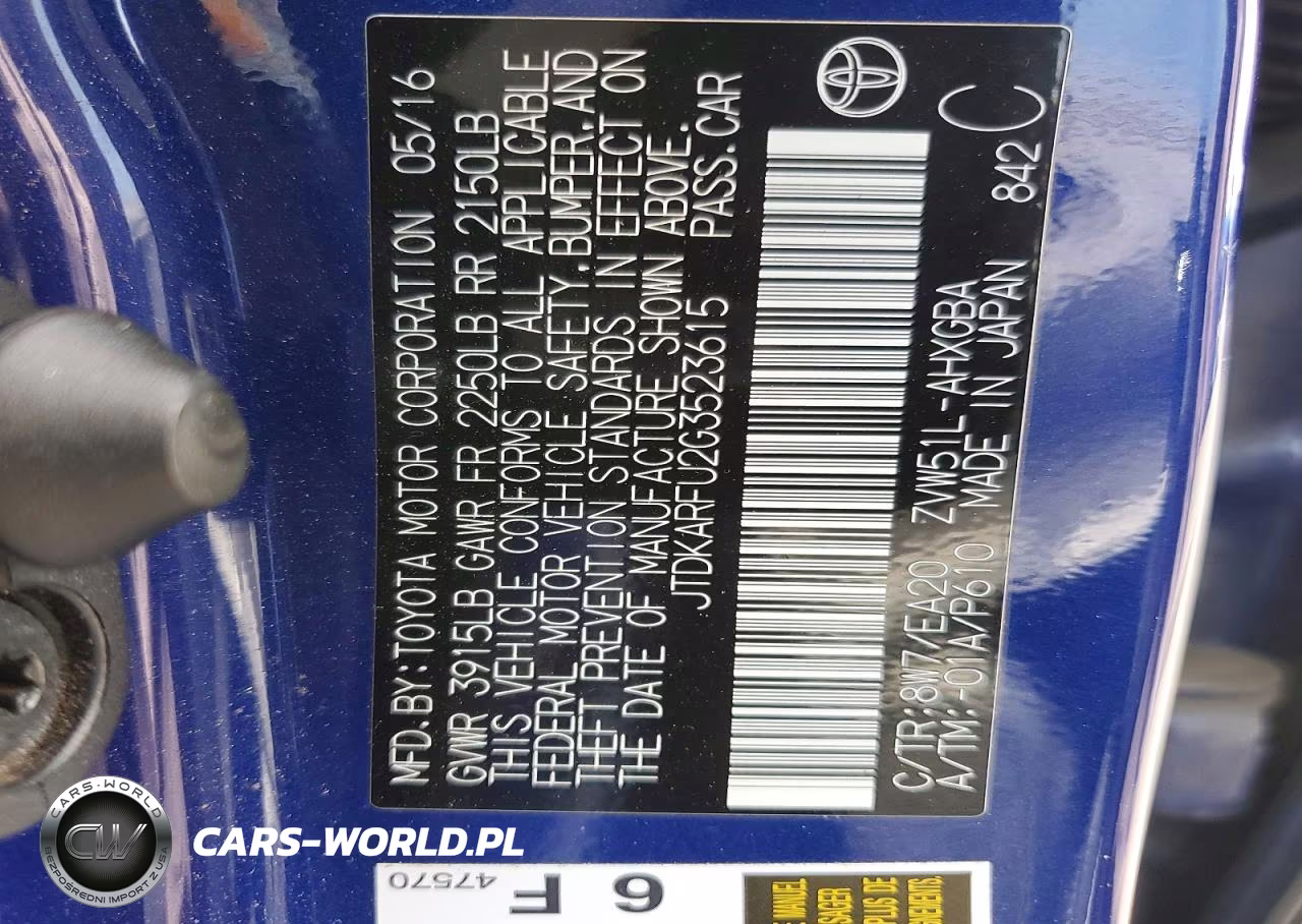 2016 Toyota Prius Four VIN:JTDKARFU2G3523615 - 12