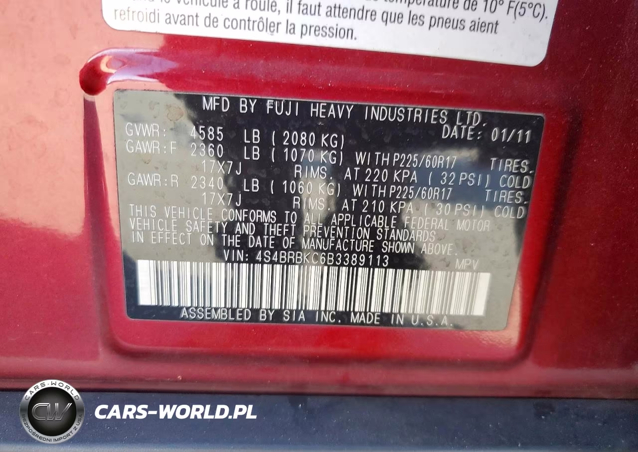 2011 Subaru Outback 2.5I Limited VIN:4S4BRBKC6B3389113 - 13