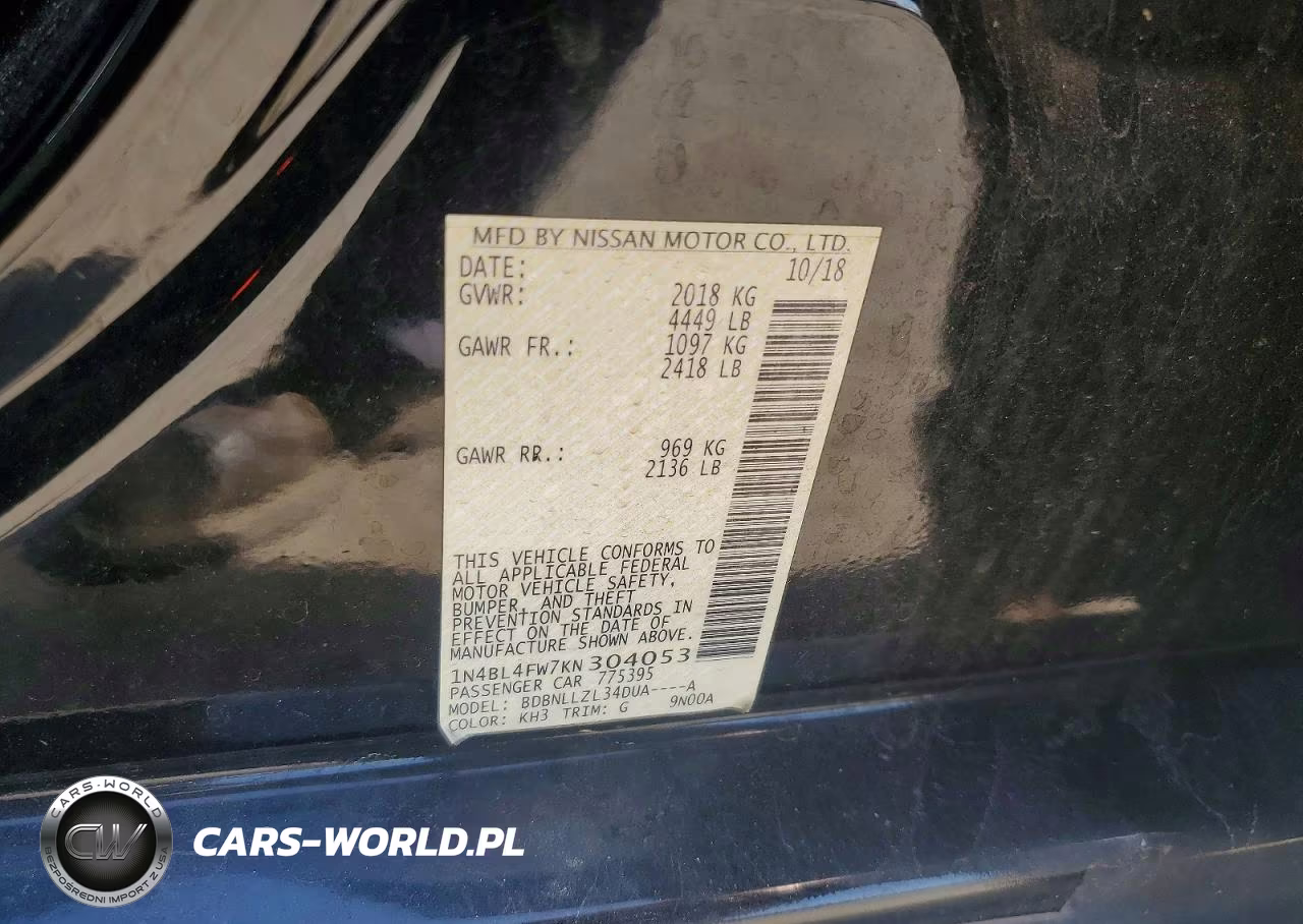 2019 Nissan Altima Platinum VIN:1N4BL4FW7KN304053 - 13