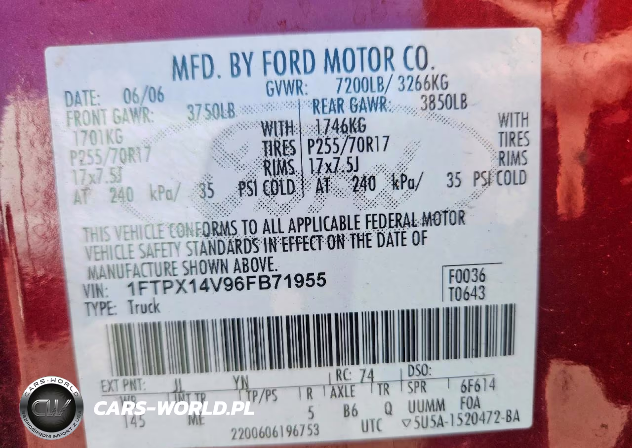 2006 Ford F150 VIN:1FTPX14V96FB71955 - 12