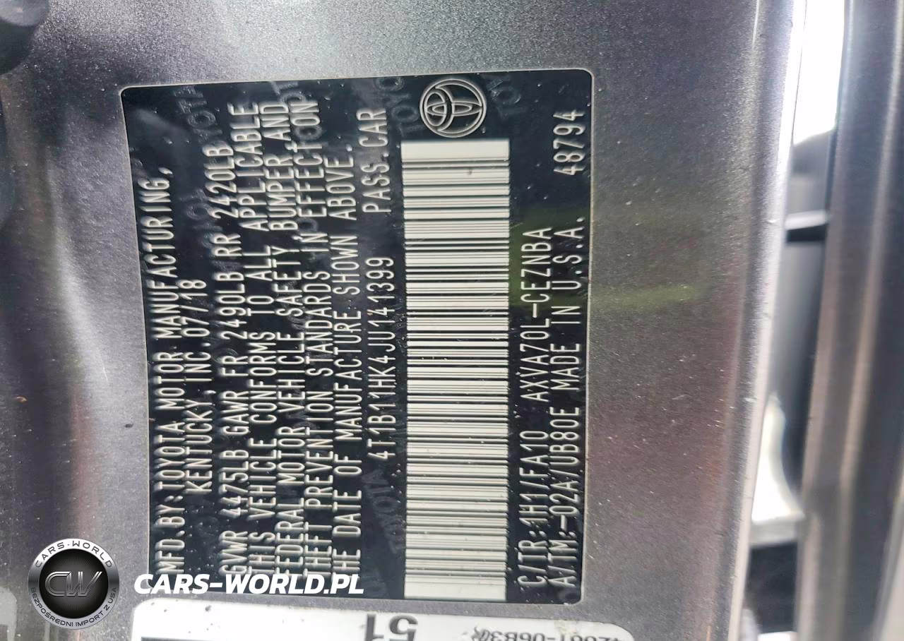 2018 Toyota Camry Le VIN:4T1B11HK4JU141399 - 12