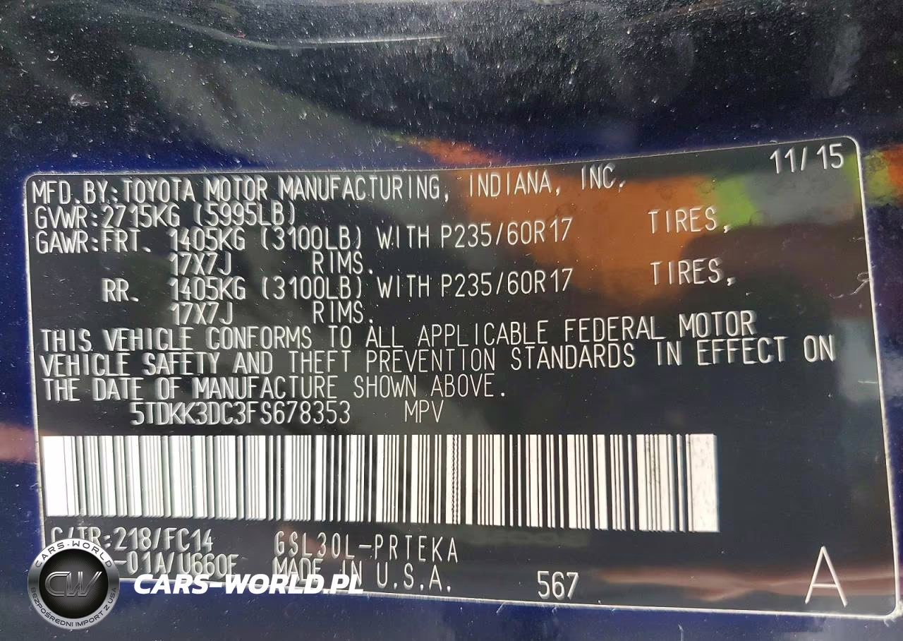 2015 Toyota Sienna Le VIN:5TDKK3DC3FS678353 - 13