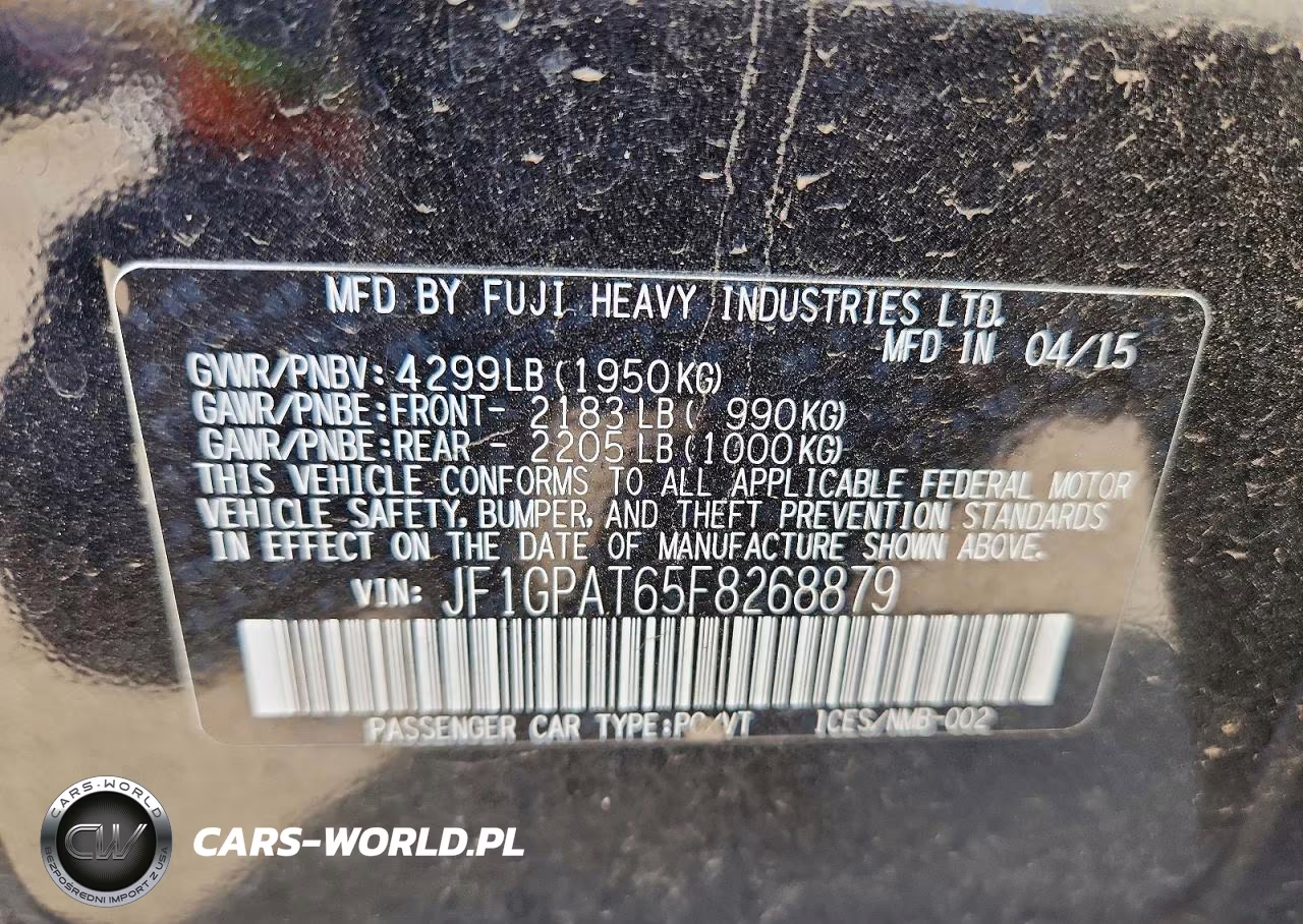 2015 Subaru Impreza Sport VIN:JF1GPAT65F8268879 - 12
