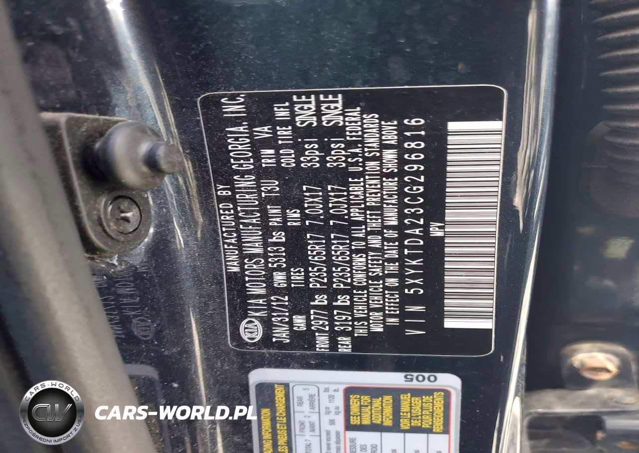 2012 Kia Sorento Lx VIN:5XYKTDA23CG296816 - 13