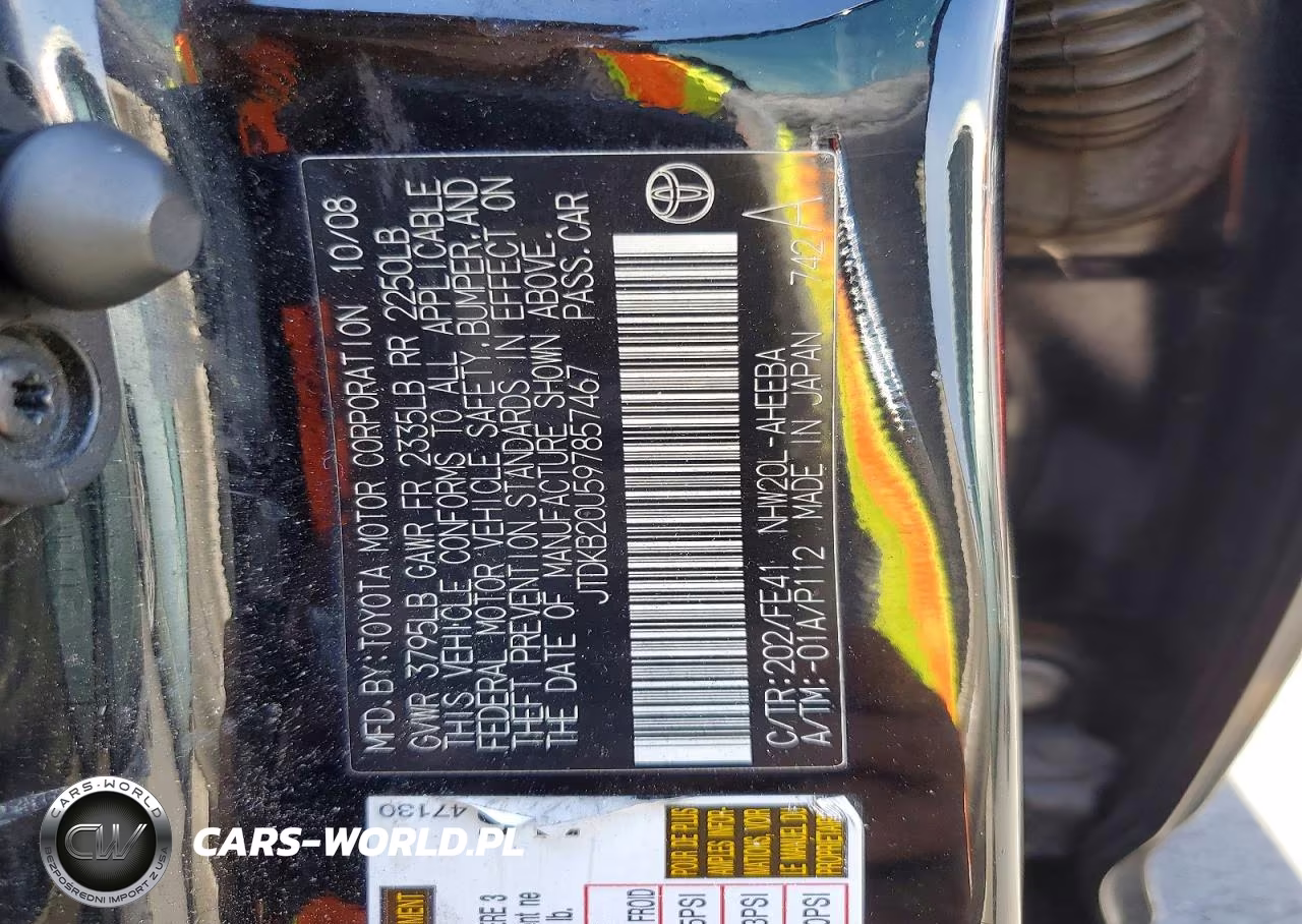 2009 Toyota Prius Base VIN:JTDKB20U597857467 - 12