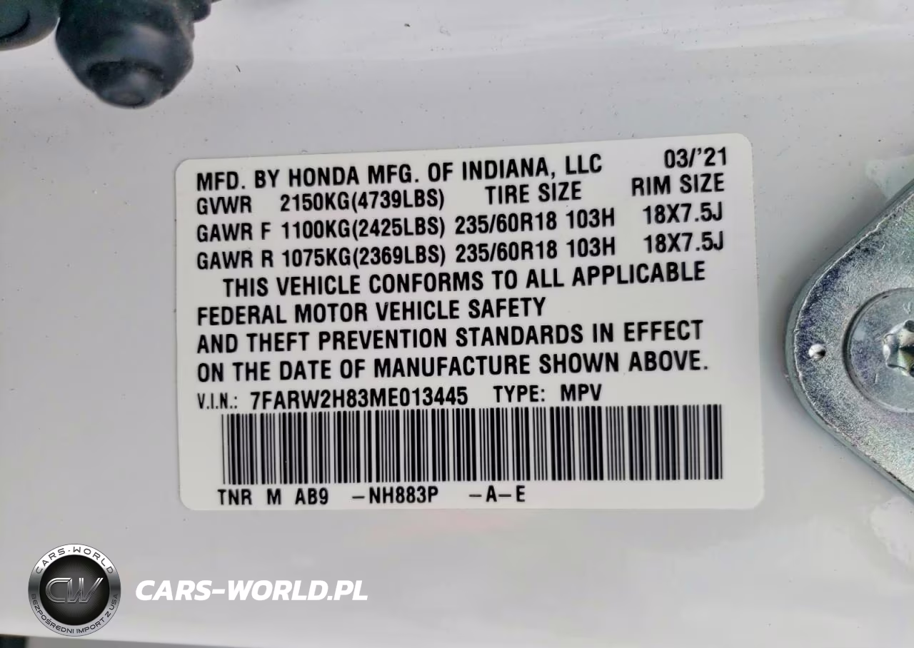 2021 Honda Cr-V Exl VIN:7FARW2H83ME013445 - 12