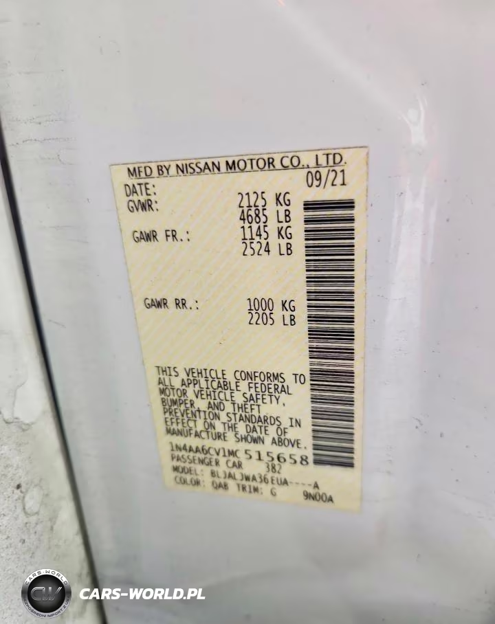 2021 Nissan Maxima Sv VIN:1N4AA6CV1MC515658 - 12