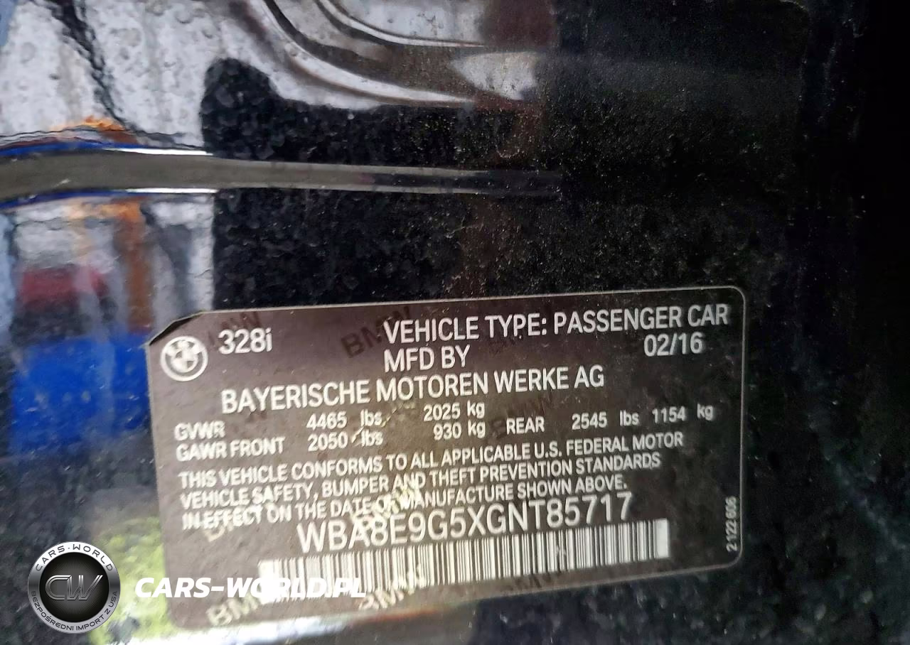 2016 BMW 328 I Sulev VIN:WBA8E9G5XGNT85717 - 12