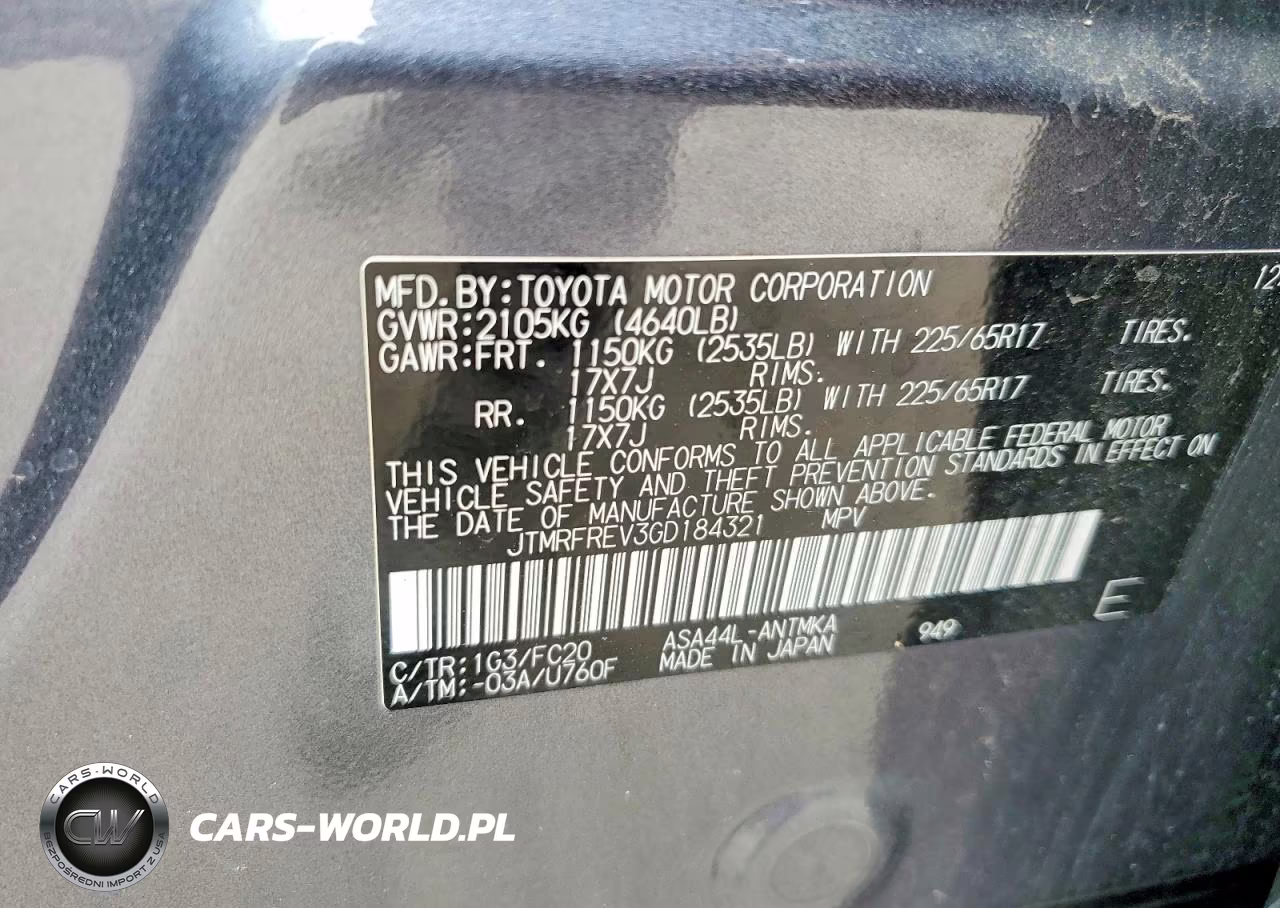 2016 Toyota Rav4 Xle VIN:JTMRFREV3GD184321 - 12