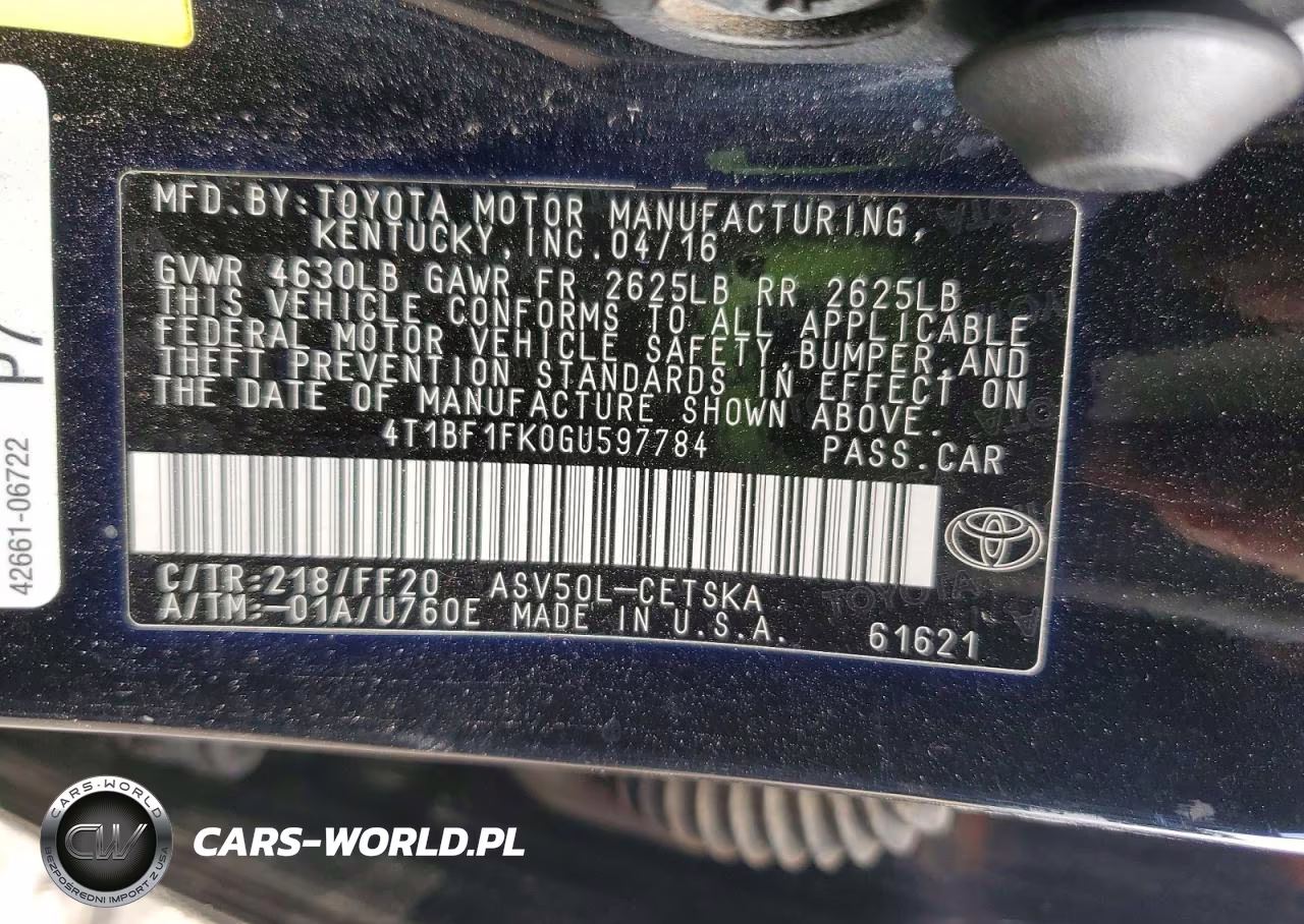 2016 Toyota Camry Se VIN:4T1BF1FK0GU597784 - 12