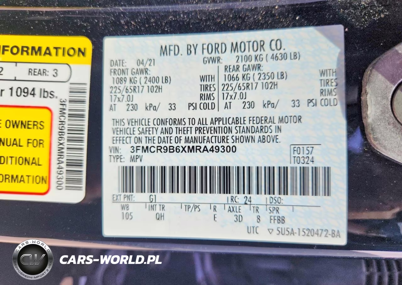 2021 Ford Bronco Sport Big Bend VIN:3FMCR9B6XMRA49300 - 12