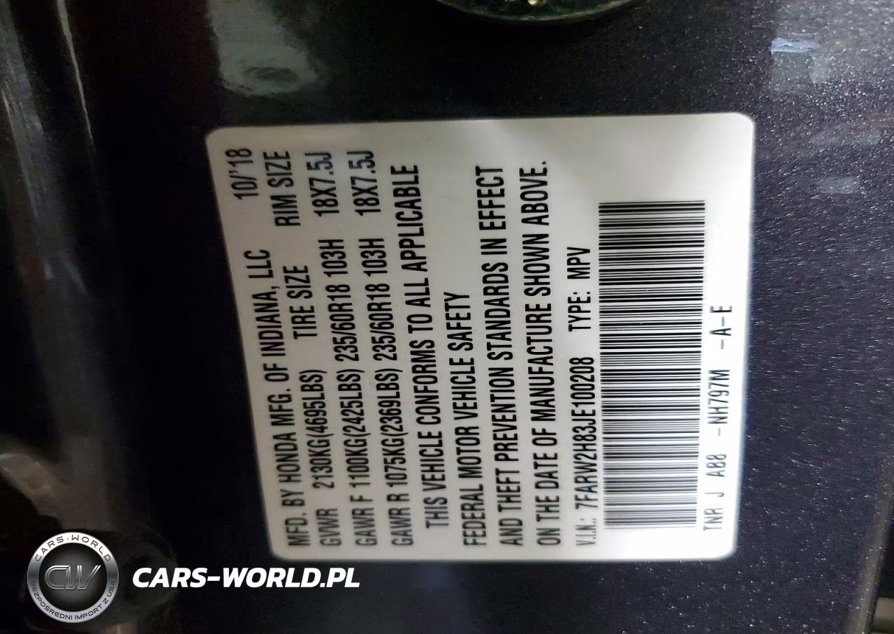 2018 Honda Cr-V Exl VIN:7FARW2H83JE100208 - 14