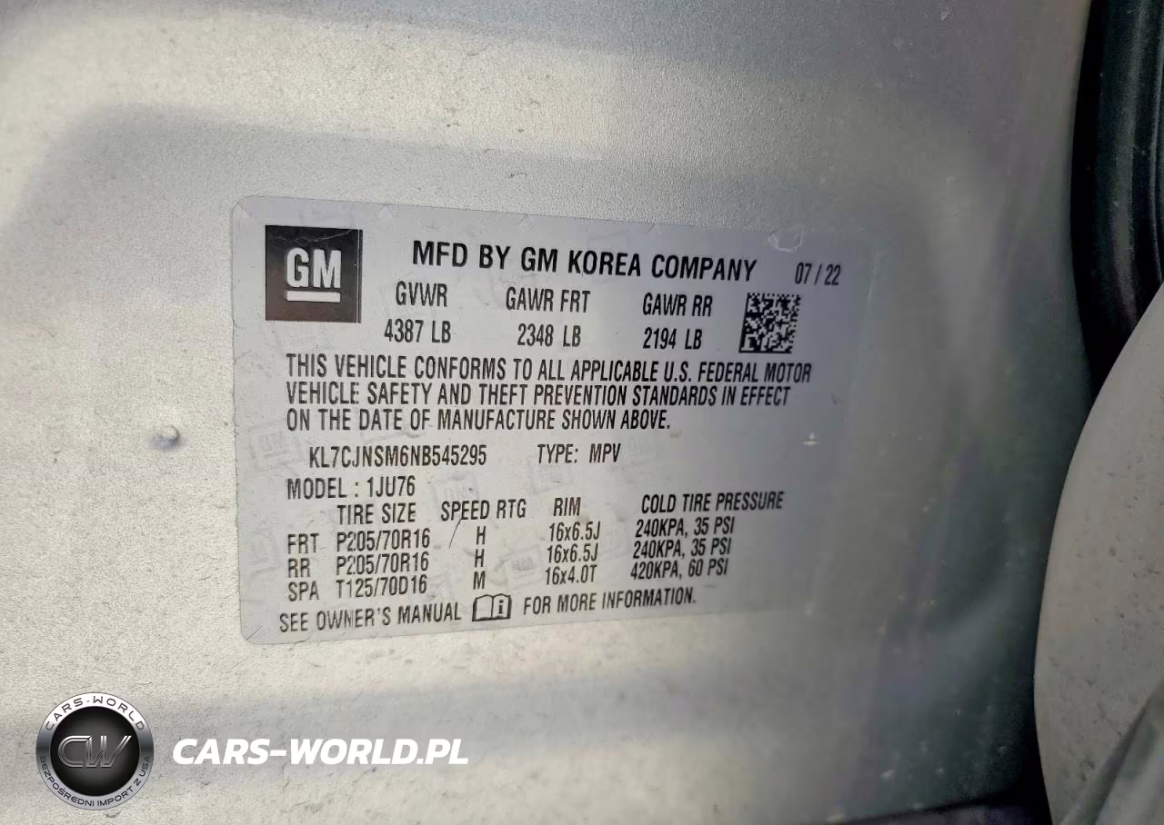 2022 Chevrolet Trax Ls VIN:KL7CJNSM6NB545295 - 13