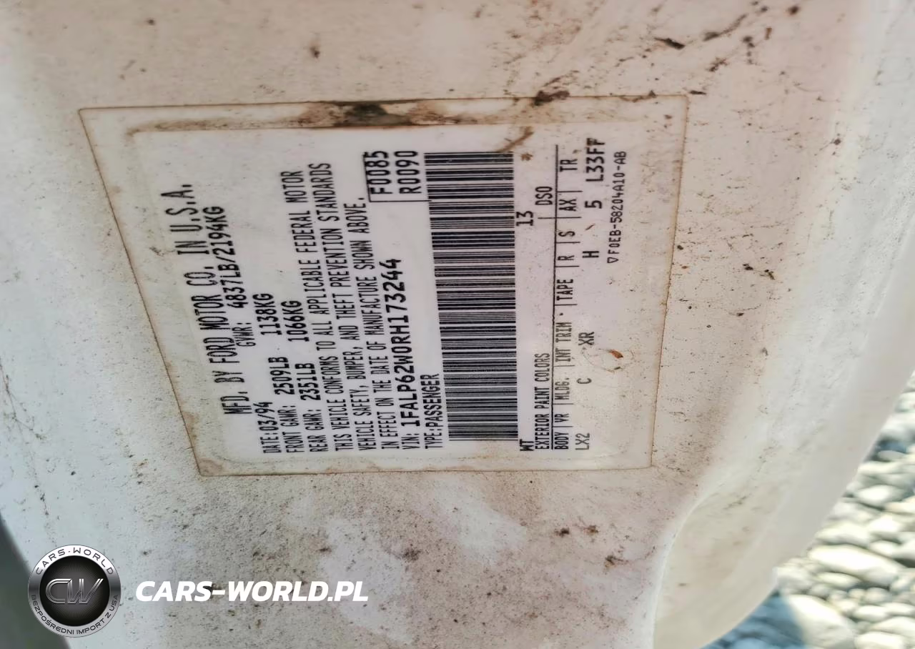 1994 Ford Thunderbird Lx VIN:1FALP62W0RH173244 - 12