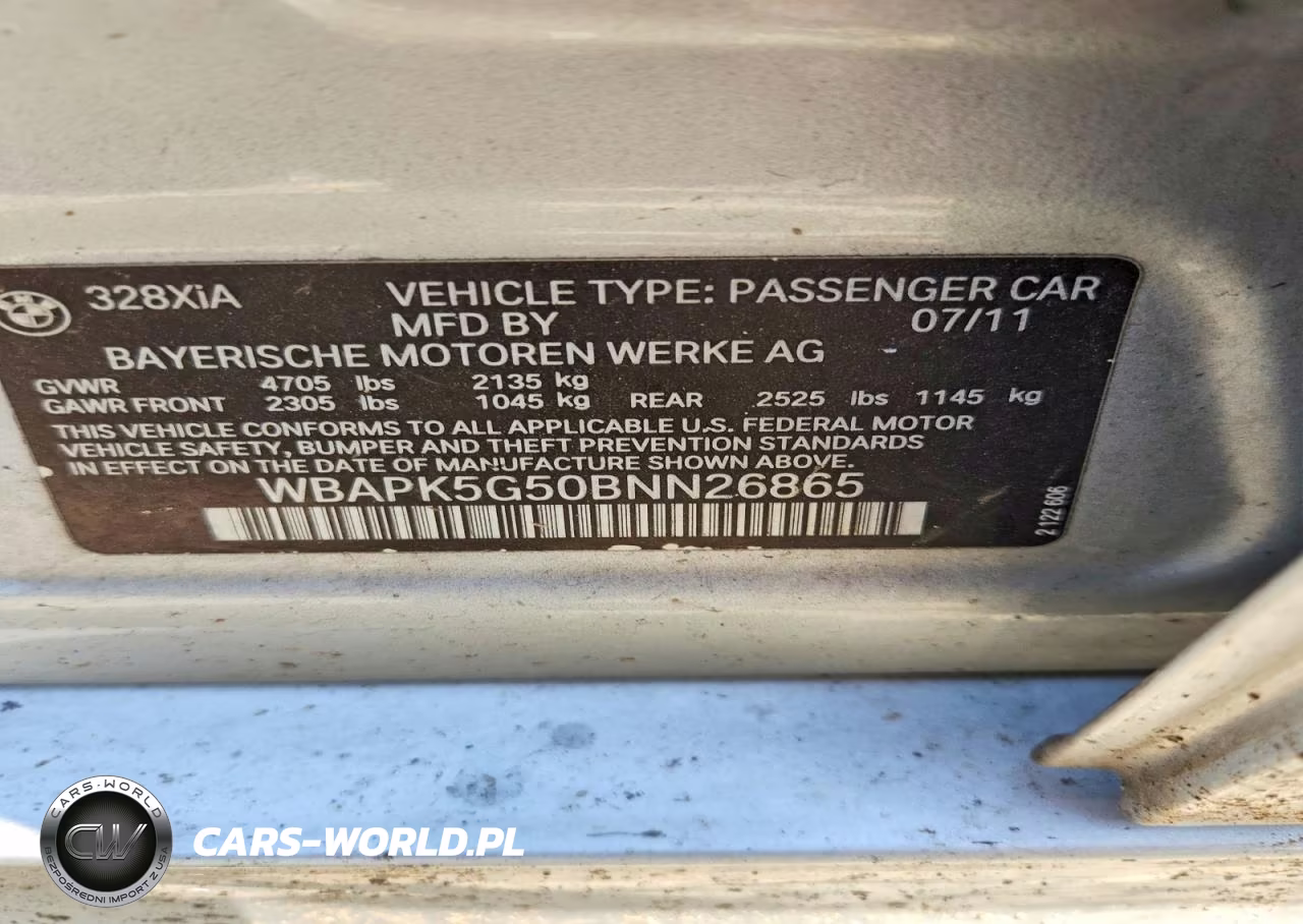 2011 BMW 328 Xi Sulev VIN:WBAPK5G50BNN26865 - 12