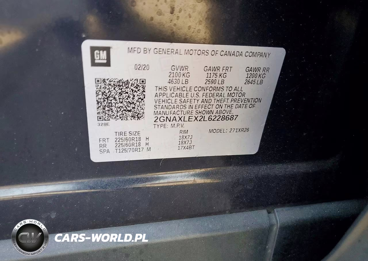 2020 Chevrolet Equinox Lt VIN:2GNAXLEX2L6228687 - 14