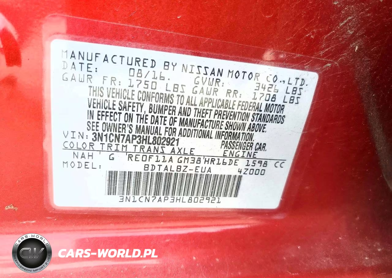 2017 Nissan Versa 1.6 Sv VIN:3N1CN7AP3HL802921 - 12