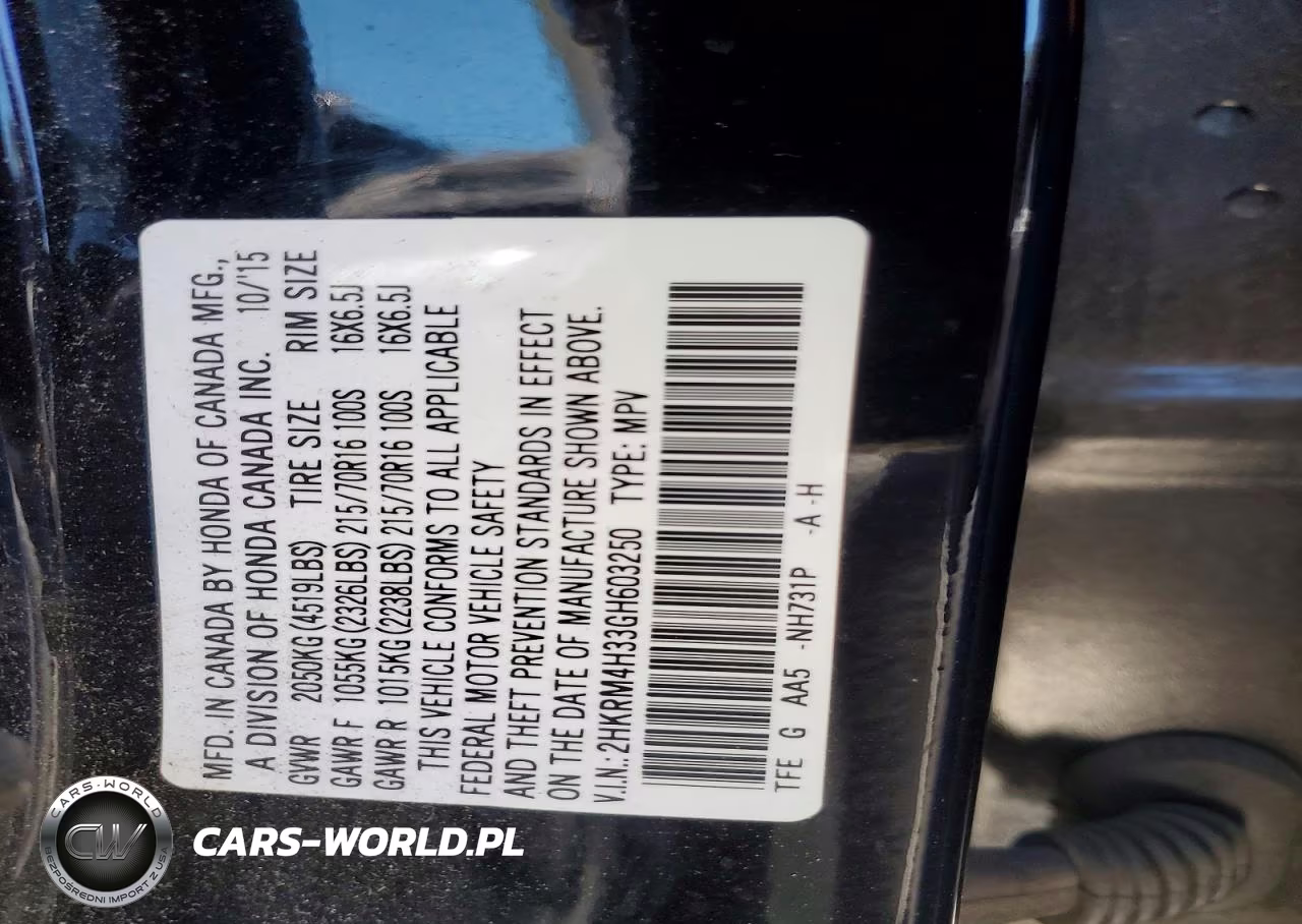 2016 Honda Cr-V Lx VIN:2HKRM4H33GH603250 - 13
