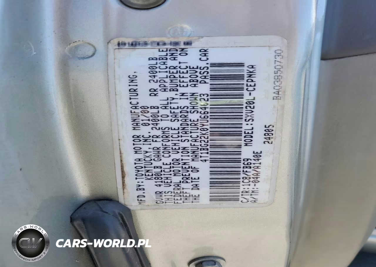 2000 Toyota Camry Le VIN:4T1BG22K0YU664023 - 12