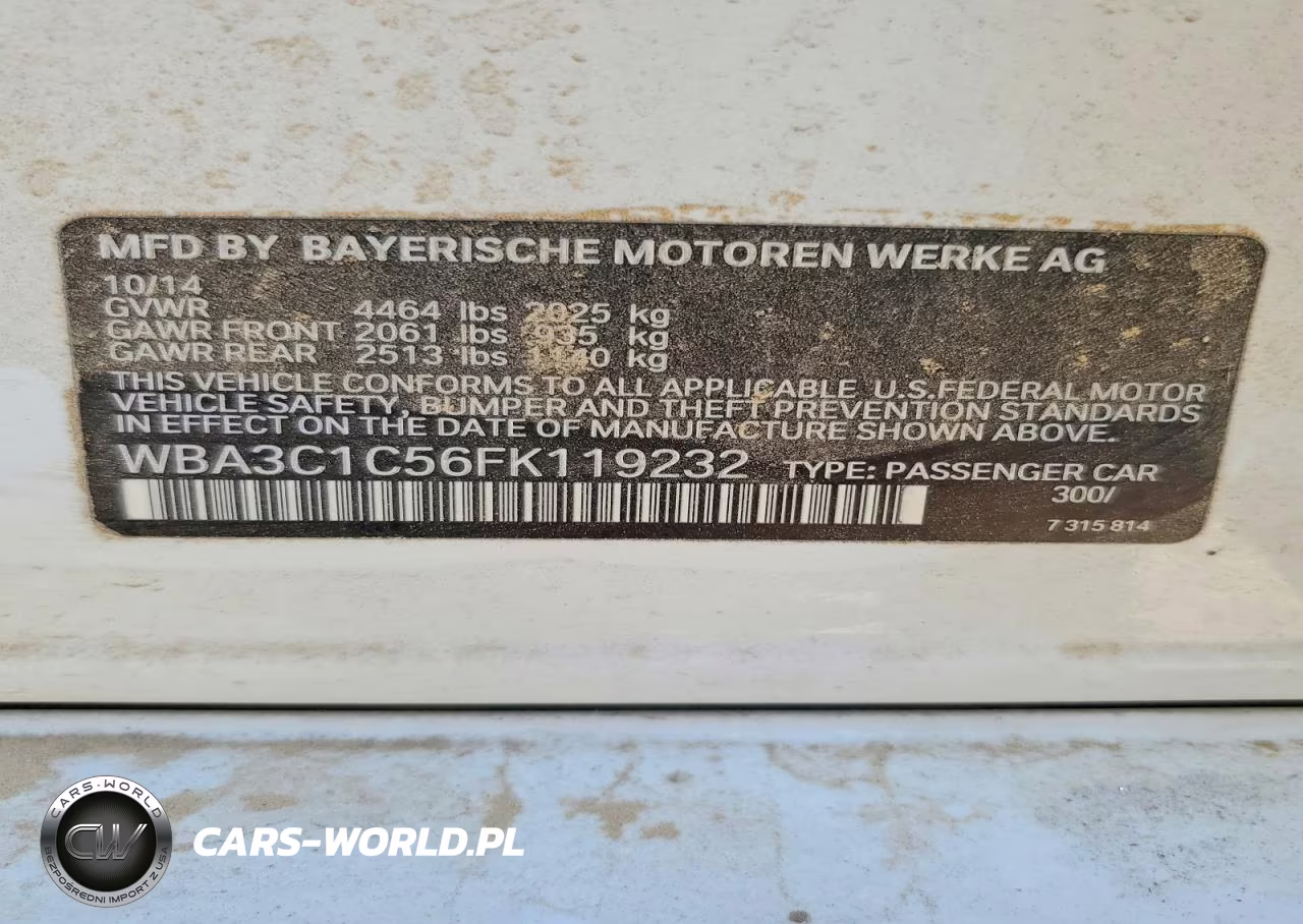 2015 BMW 328 I Sulev VIN:WBA3C1C56FK119232 - 12