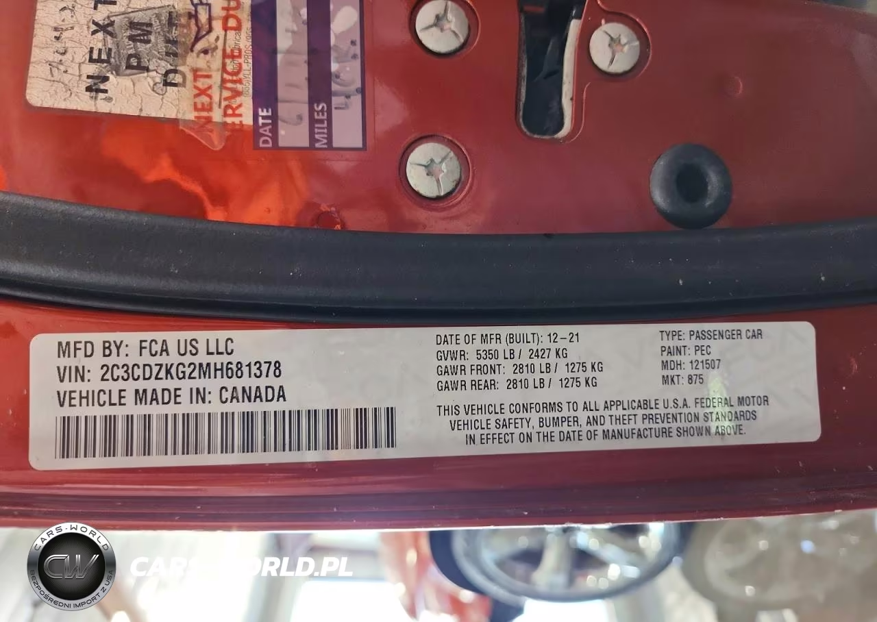2021 Dodge Challenger Gt VIN:2C3CDZKG2MH681378 - 13