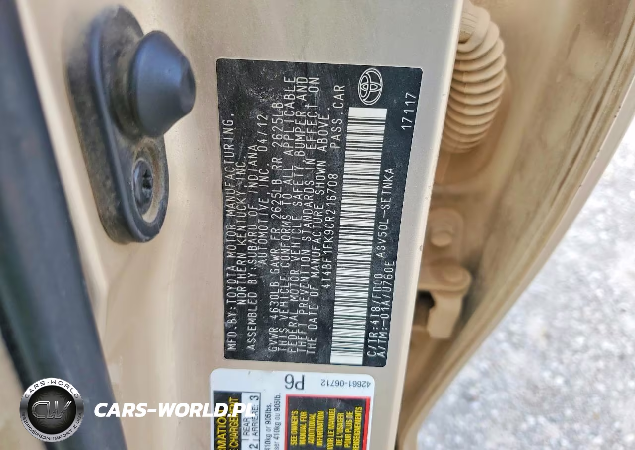 2012 Toyota Camry Le VIN:4T4BF1FK9CR216708 - 12