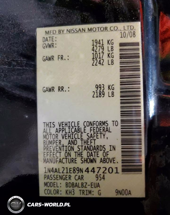 2009 Nissan Altima 2.5 VIN:1N4AL21E89N447201 - 12