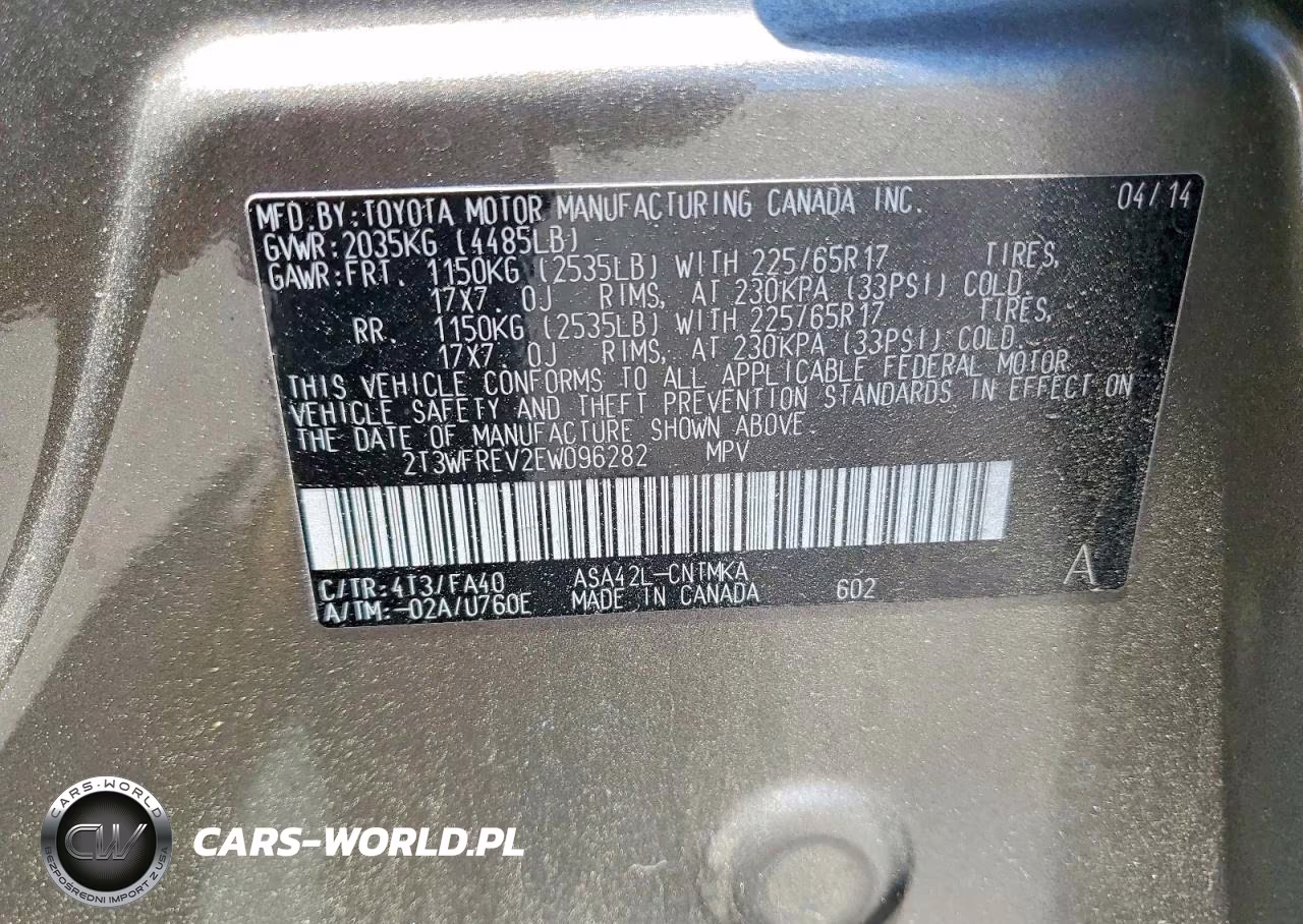 2014 Toyota Rav4 Xle VIN:2T3WFREV2EW096282 - 13