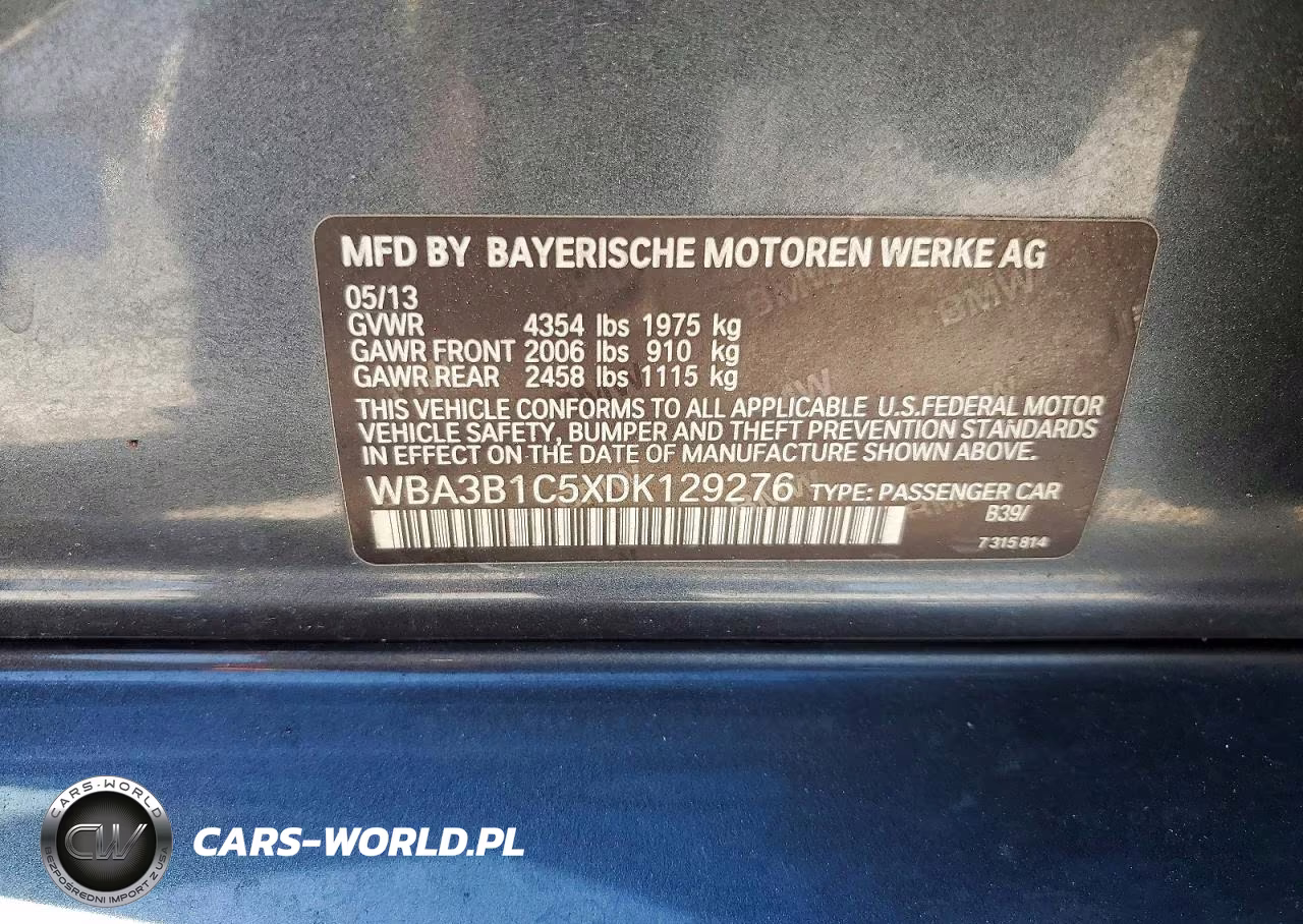 2013 BMW 320 I VIN:WBA3B1C5XDK129276 - 12