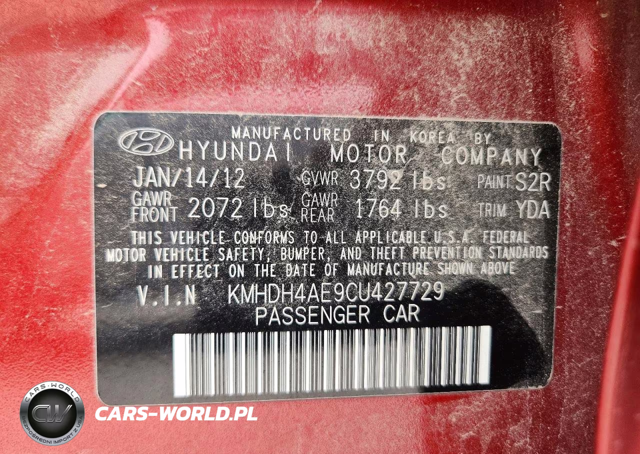 2012 Hyundai Elantra Limited VIN:KMHDH4AE9CU427729 - 12