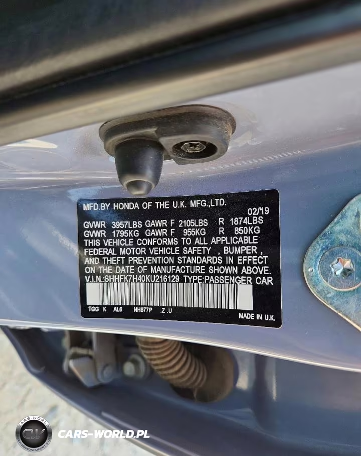 2019 Honda Civic Sport VIN:SHHFK7H40KU216129 - 12