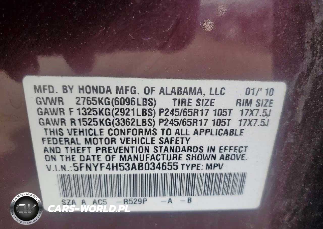 2010 Honda Pilot Exl VIN:5FNYF4H53AB034655 - 13