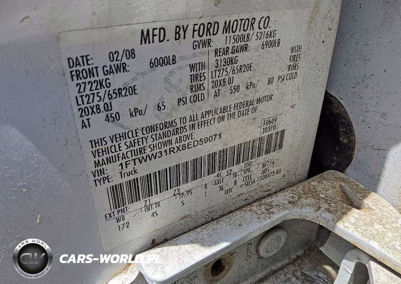 2008 Ford F350 Srw Super Duty VIN:1FTWW31RX8ED59071 - 12