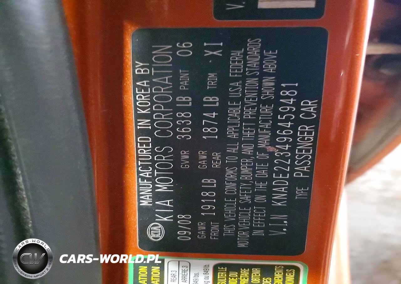 2009 Kia Rio Base VIN:KNADE223496459481 - 13