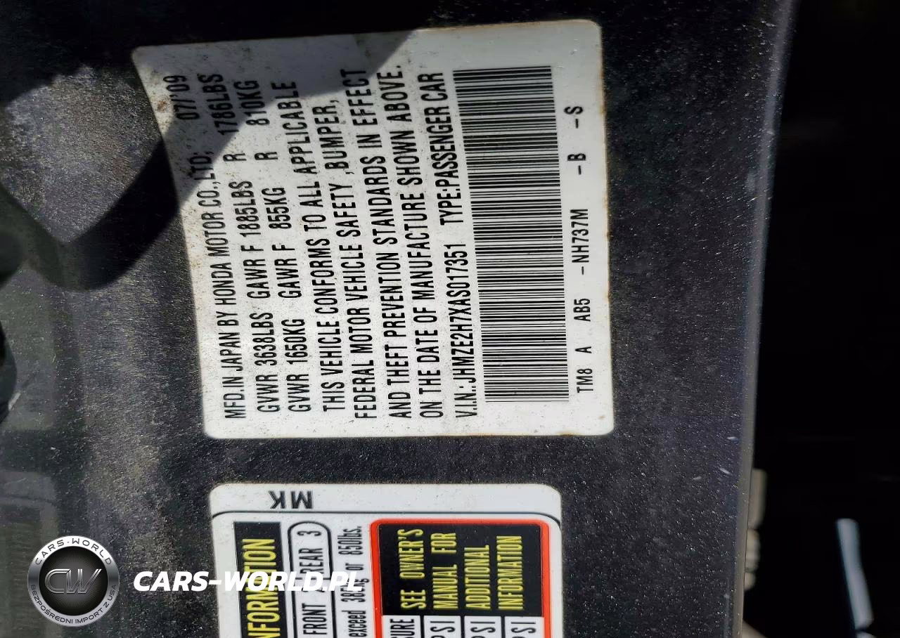 2010 Honda Insight Ex VIN:JHMZE2H7XAS017351 - 12