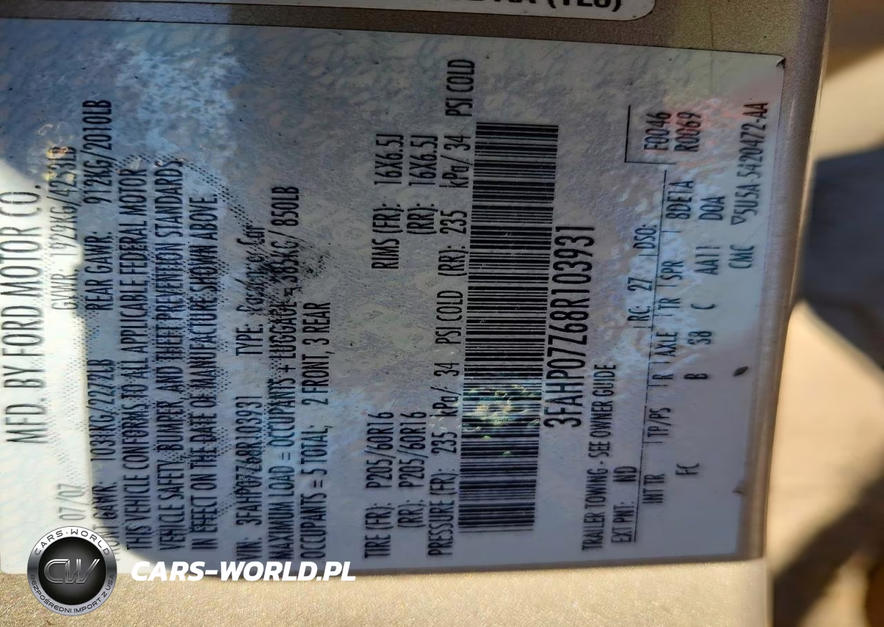 2008 Ford Fusion Se VIN:3FAHP07Z68R103931 - 12