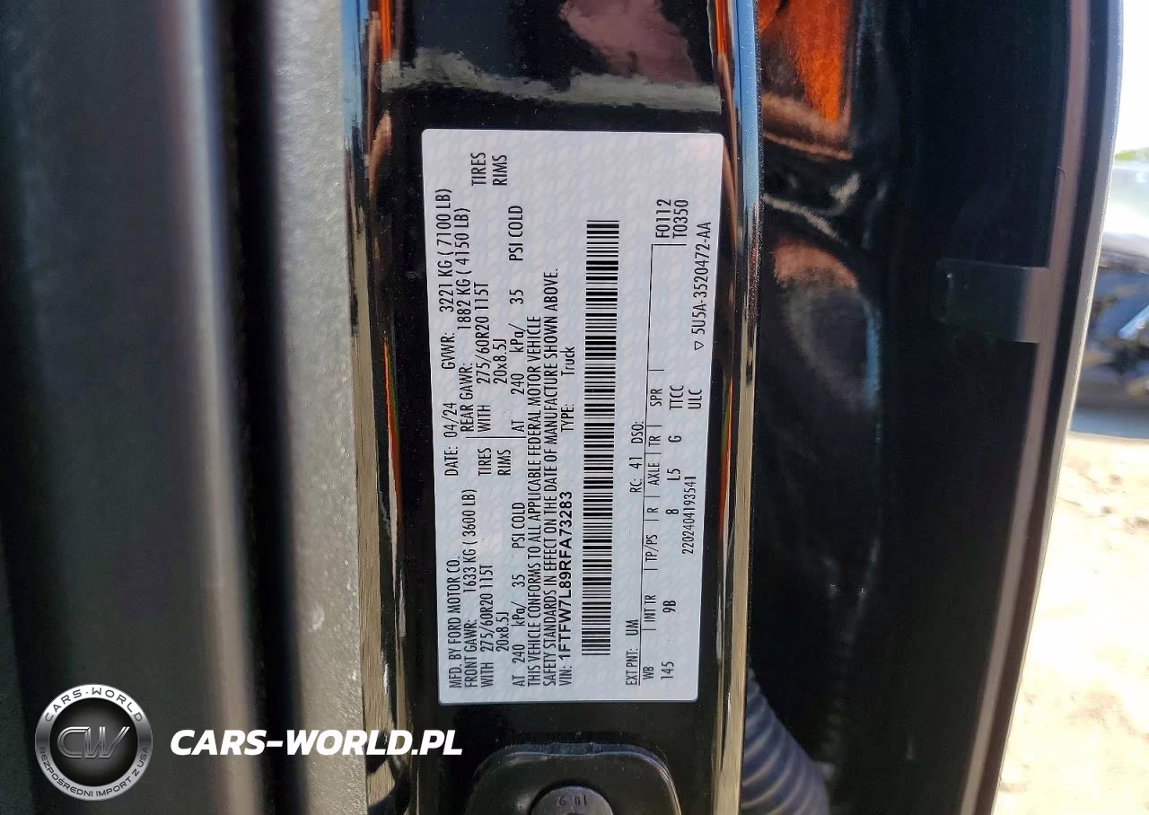 2024 Ford F150 Platinum VIN:1FTFW7L89RFA73283 - 12