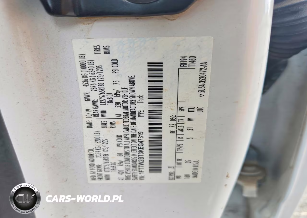 2019 Ford F250 Super Duty VIN:1FT7W2BT3KEG47319 - 12