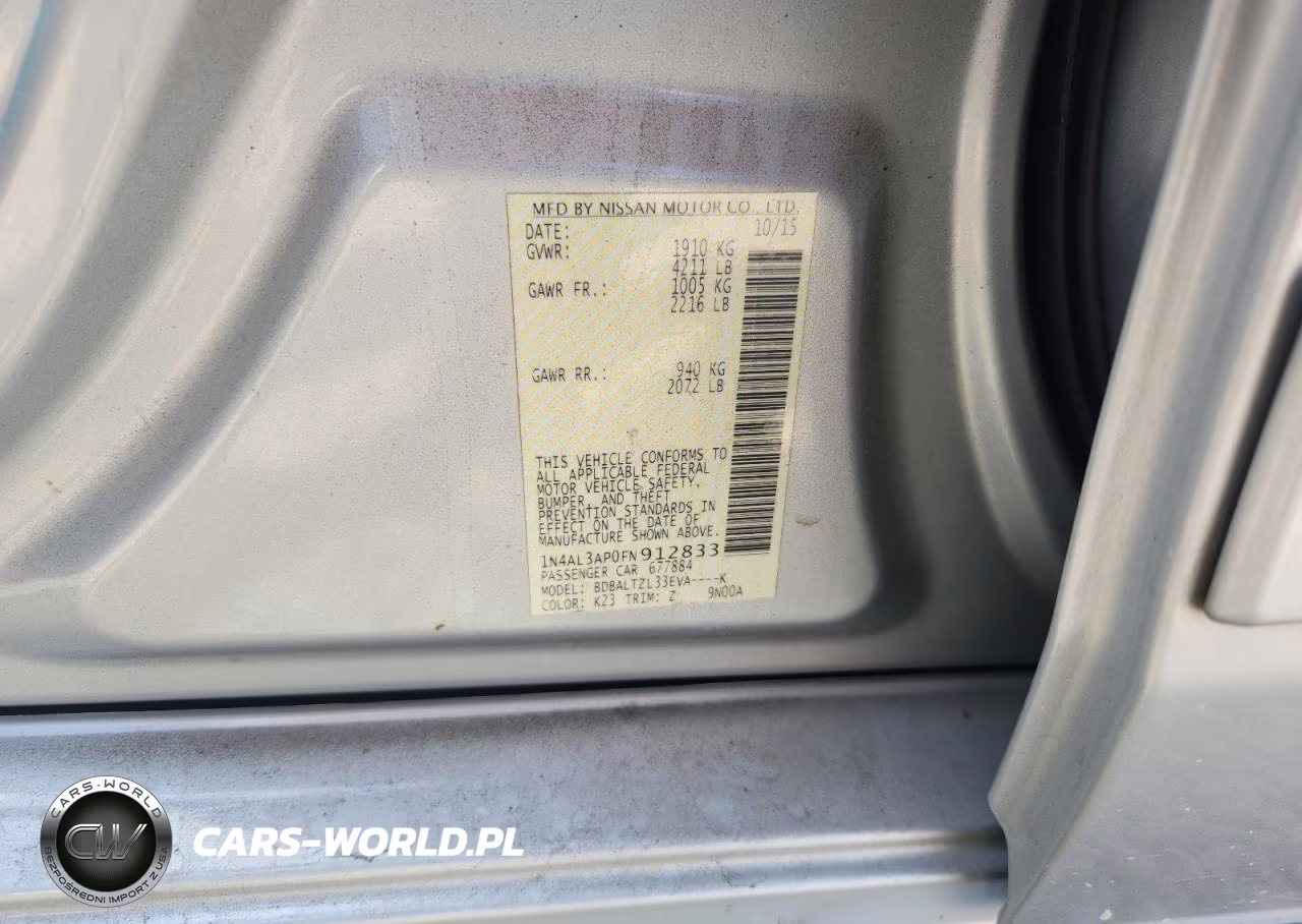 NISSAN ALTIMA 2.5 VIN:1N4AL3AP0FN912833 - 12