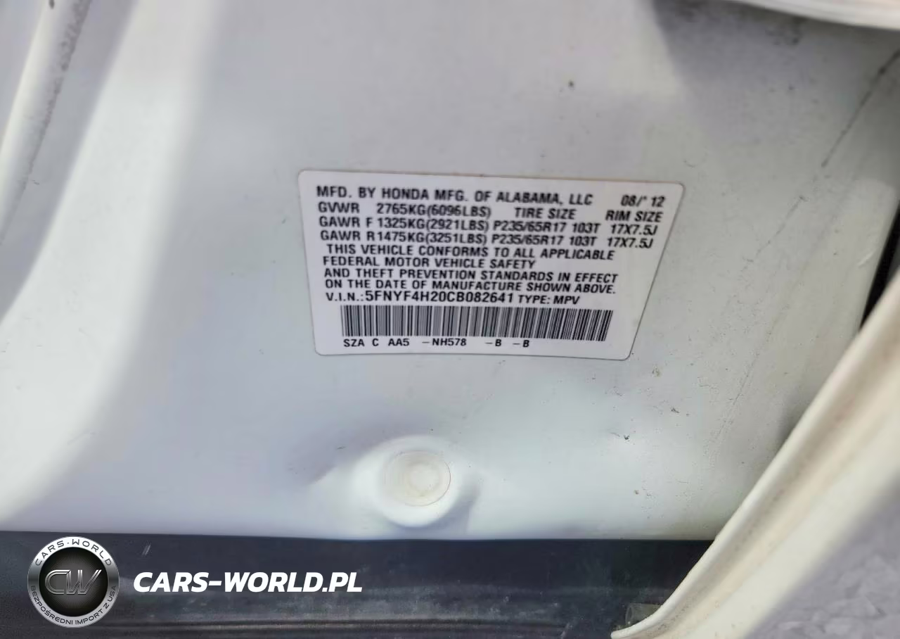 2012 Honda Pilot Lx VIN:5FNYF4H20CB082641 - 13