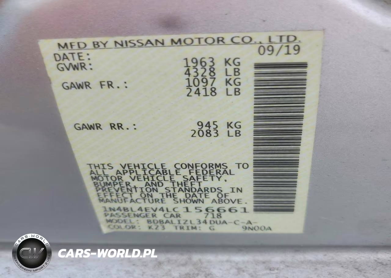 2020 Nissan Altima Sl VIN:1N4BL4EV4LC156661 - 13